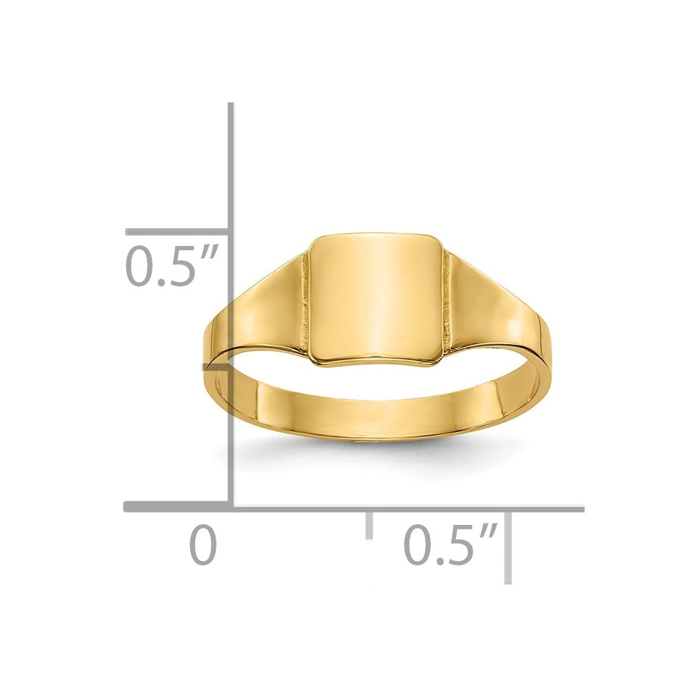 10k Polished Square Child's Signet Ring