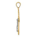 10K Two-tone Diamond-cut Crucifix Pendant