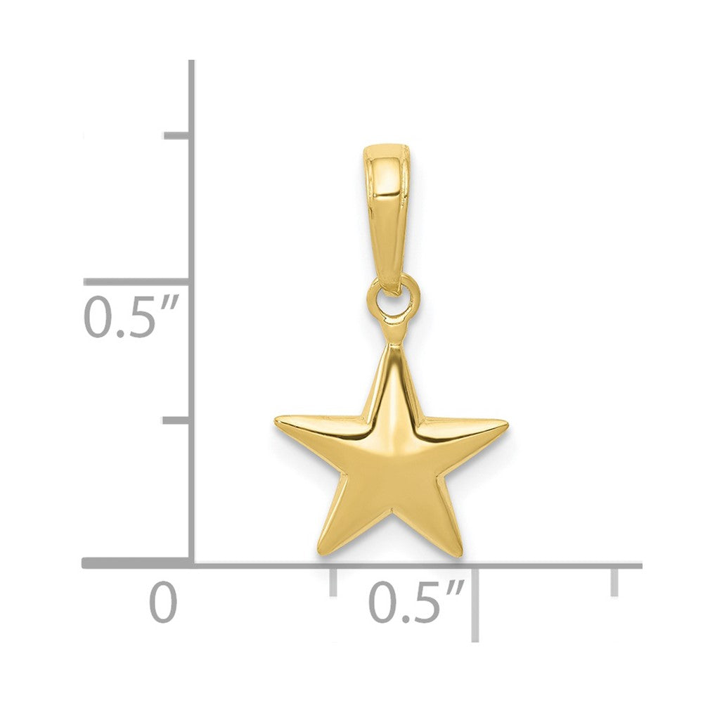 10k Small Polished 3-D Star Charm