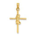 10k Praying Girl Cross Charm
