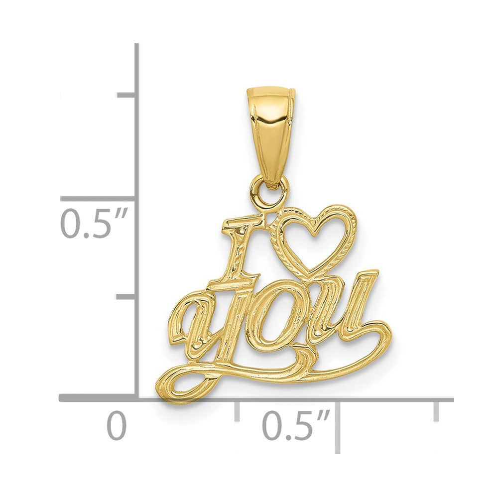10K Polished & Textured I Heart You Pendant