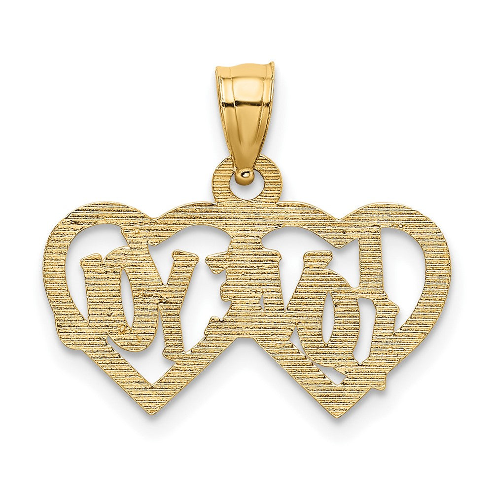 10K Polished /Textured I LOVE YOU Double Heart Pendant