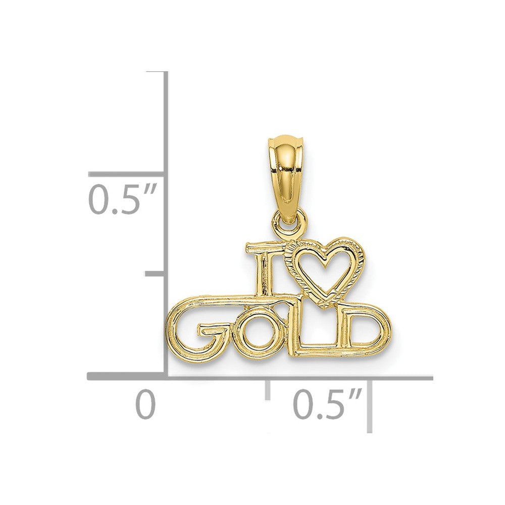 10K Polished / Textured I LOVE GOLD Charm