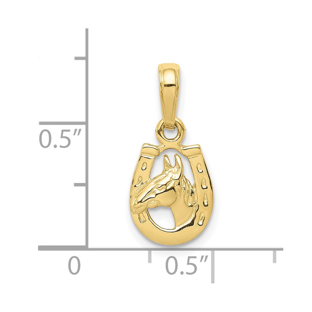 10k Horse Head in Horseshoe Pendant