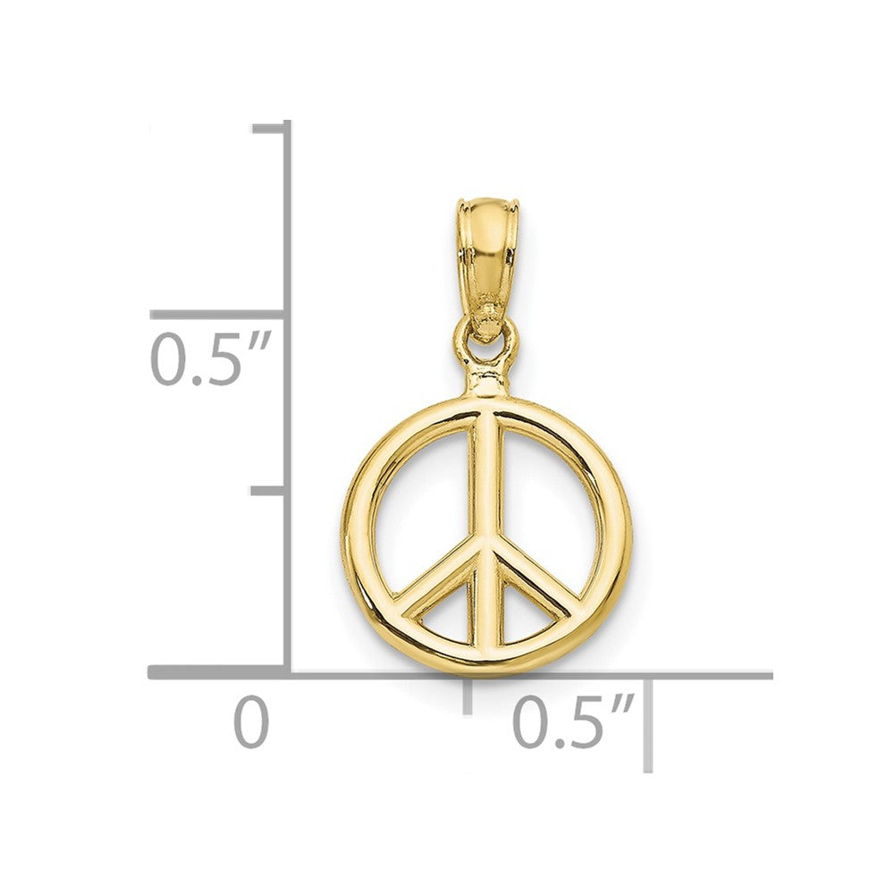 10K Polished Peace Symbol Pendant