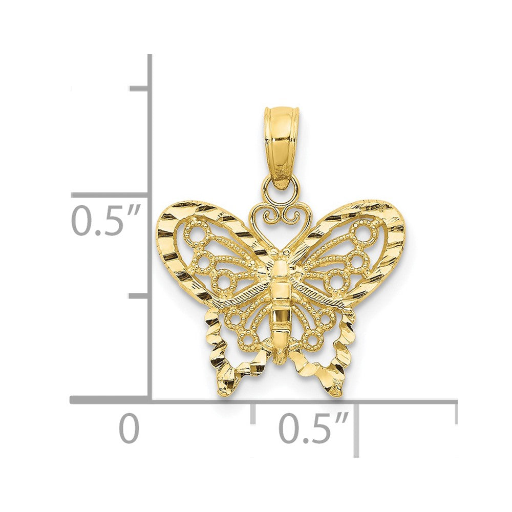 10K Diamond-cut Butterfly Pendant