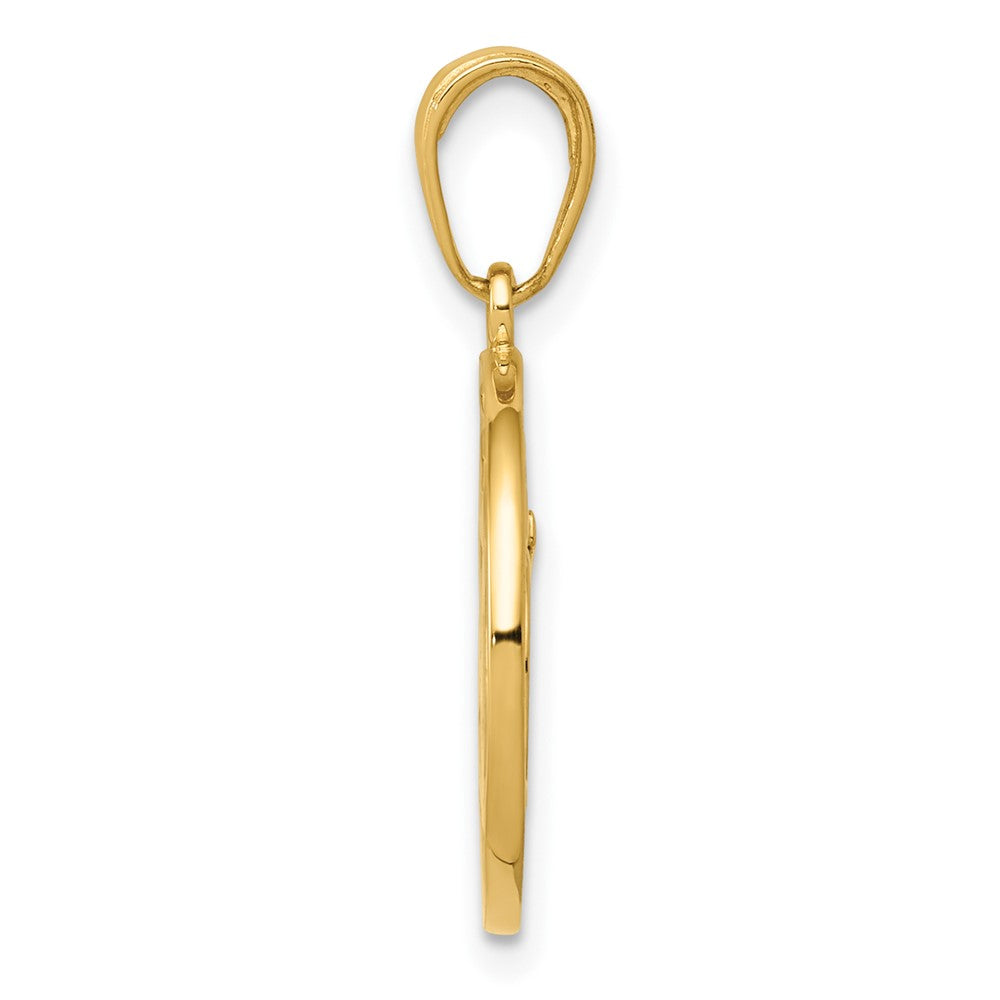 10K Cut-out Round Frame Yoga Om Symbol Pendant