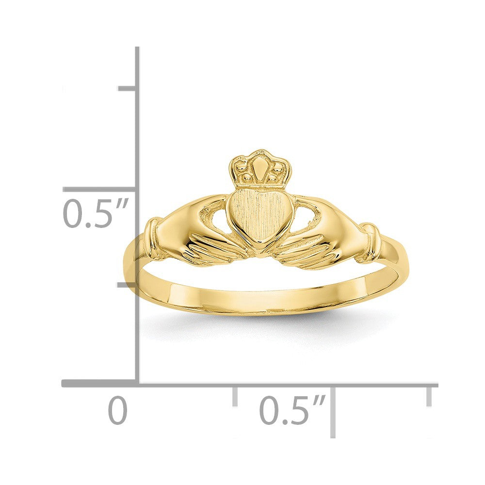 10k Polished & Satin Claddagh Ring