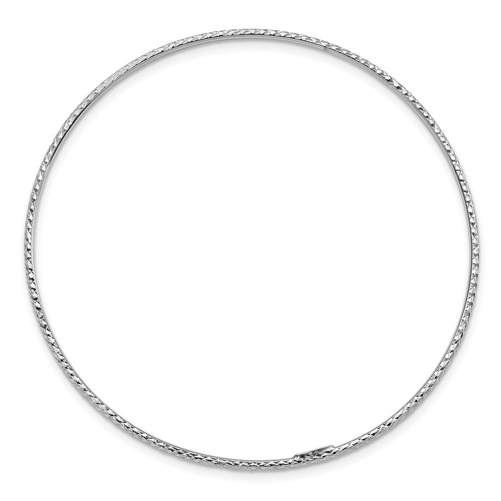 10k 1.5mm White Gold Diamond-Cut Slip-on Bangle Bracelet
