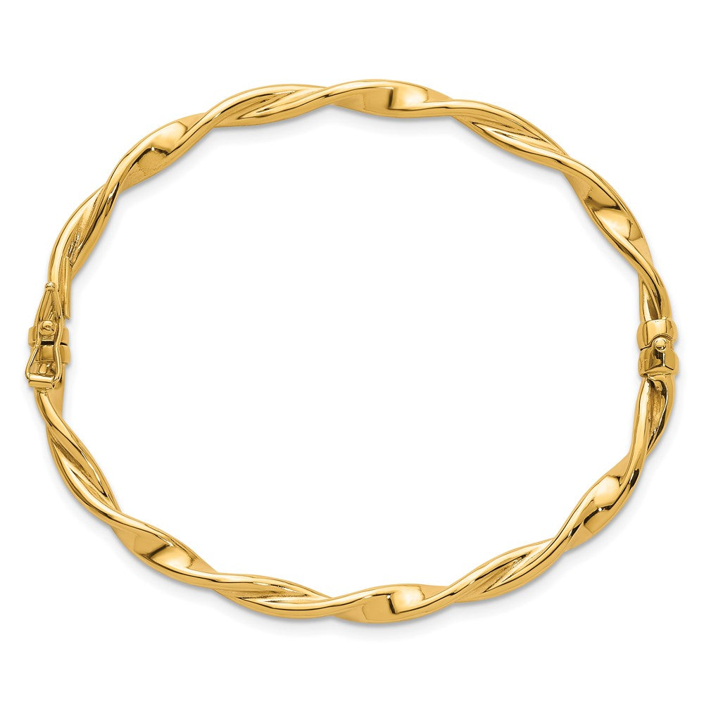 10K Polished and Twisted Hinged Bangle