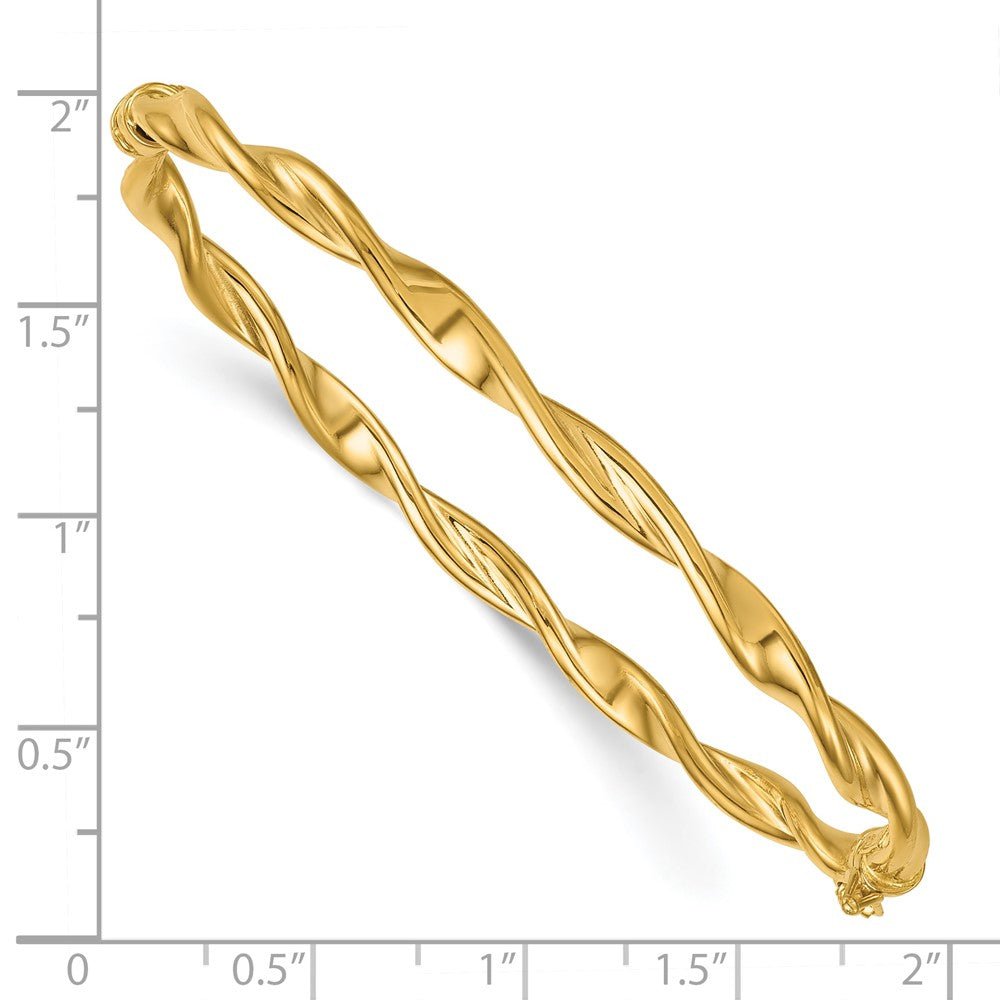 10K Polished and Twisted Hinged Bangle