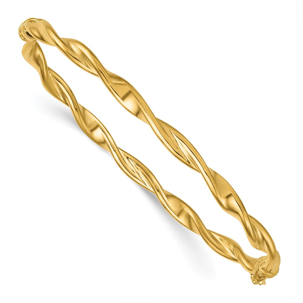 10K Polished and Twisted Hinged Bangle