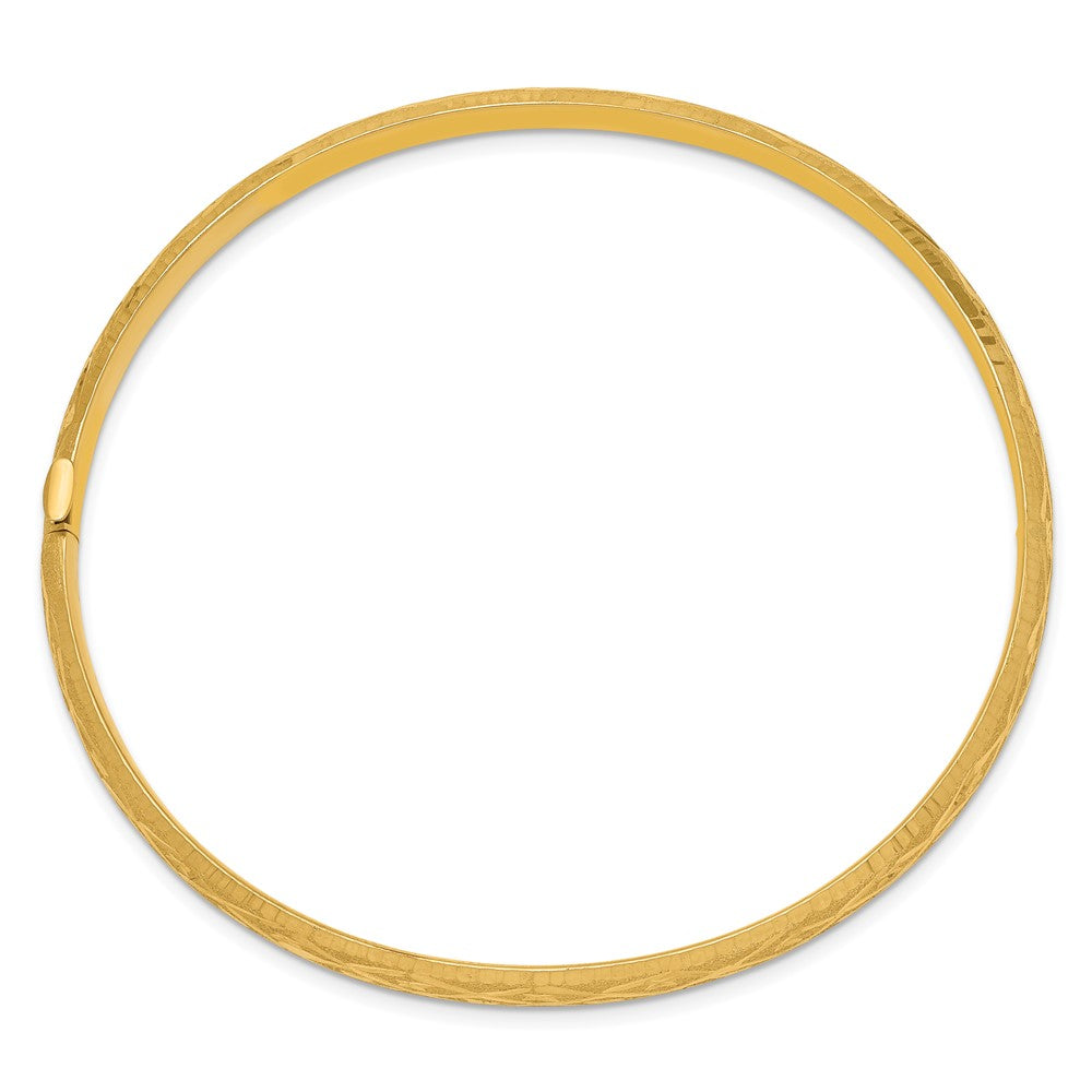 10k 3/16 Diamond-cut Fancy Hinged Bangle Bracelet