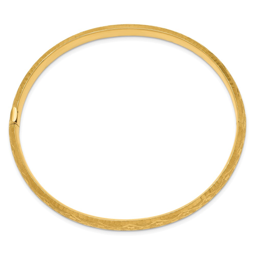 10k 4/16 Diamond-cut Fancy Hinged Bangle Bracelet