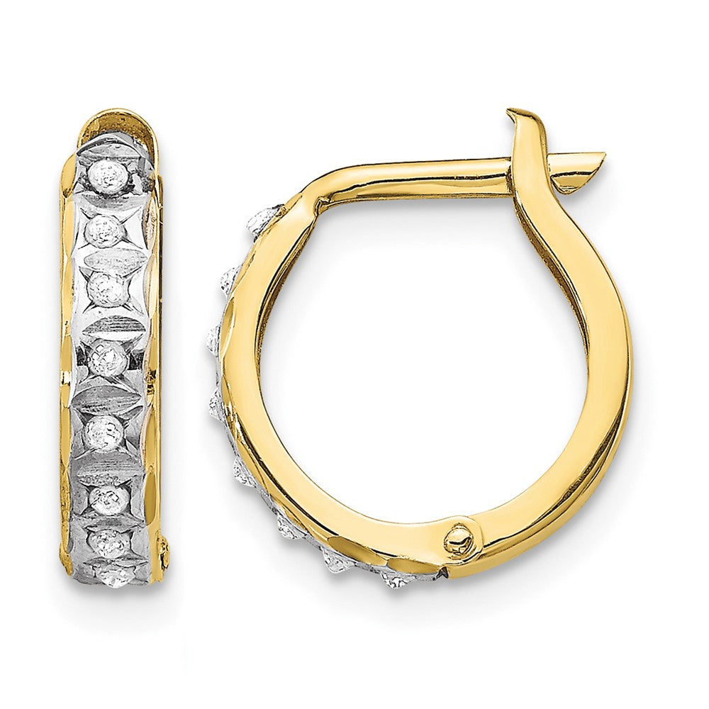 10k Diamond Fascination Round Hinged Hoop Earrings