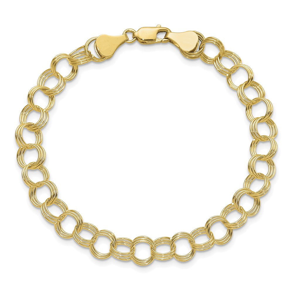 10k Solid Triple Link Charm Bracelet