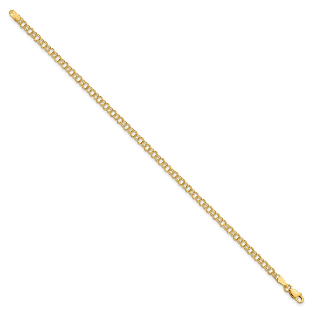 10k 3.5mm Solid Double Link Charm Bracelet