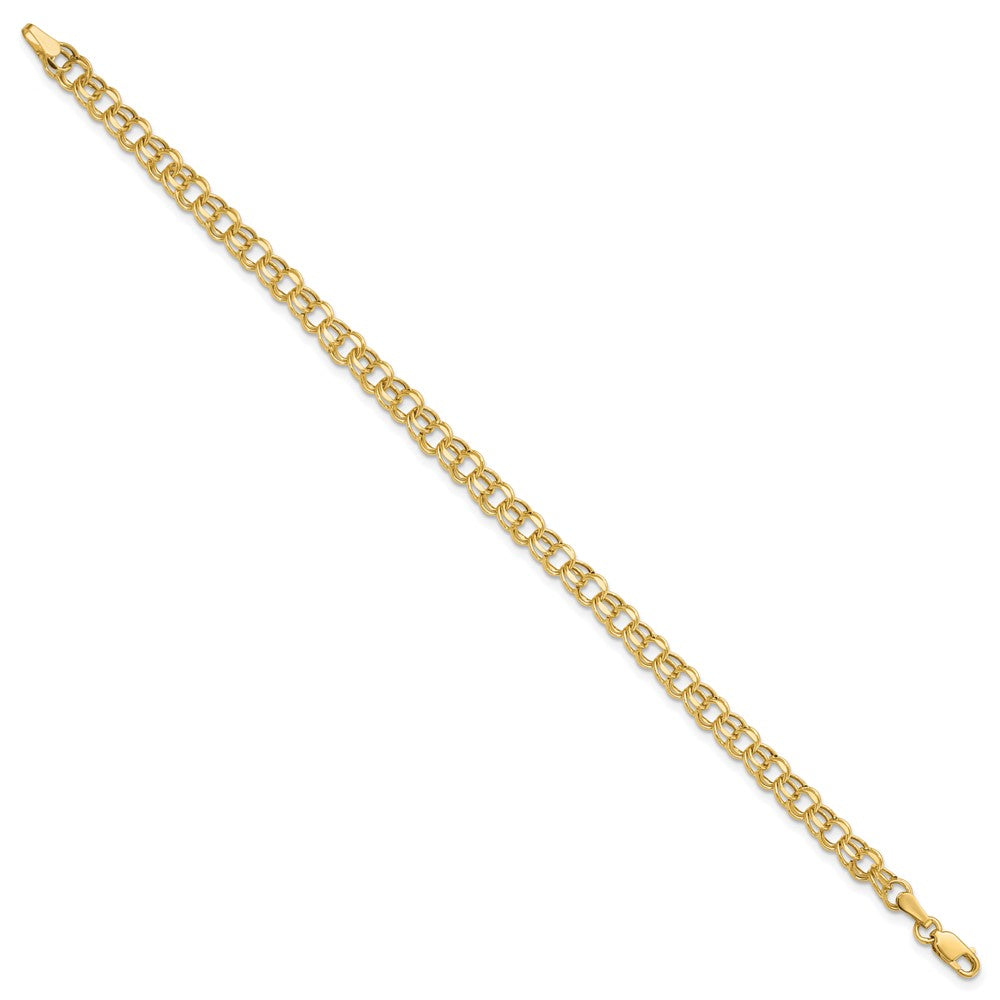 10k 4.5mm Hollow Diamond-cut Double Link Charm Bracelet