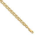 10k 4.5mm Hollow Diamond-cut Double Link Charm Bracelet