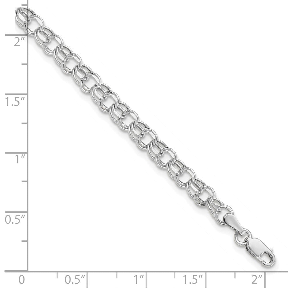 10k White Gold 4.5mm Hollow Dia-cut Dbl Link Charm Bracelet