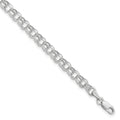 10k White Gold 4.5mm Hollow Dia-cut Dbl Link Charm Bracelet