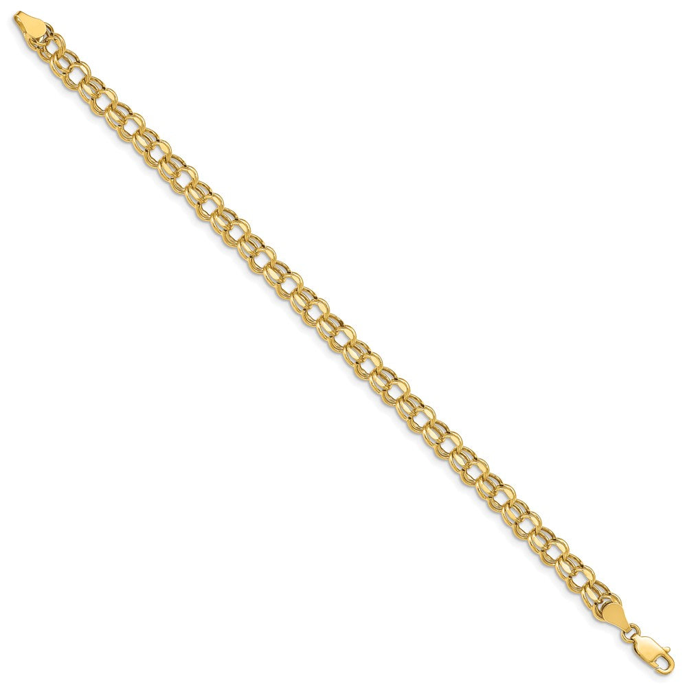 10k 5.5mm Hollow Diamond-cut Double Link Charm Bracelet