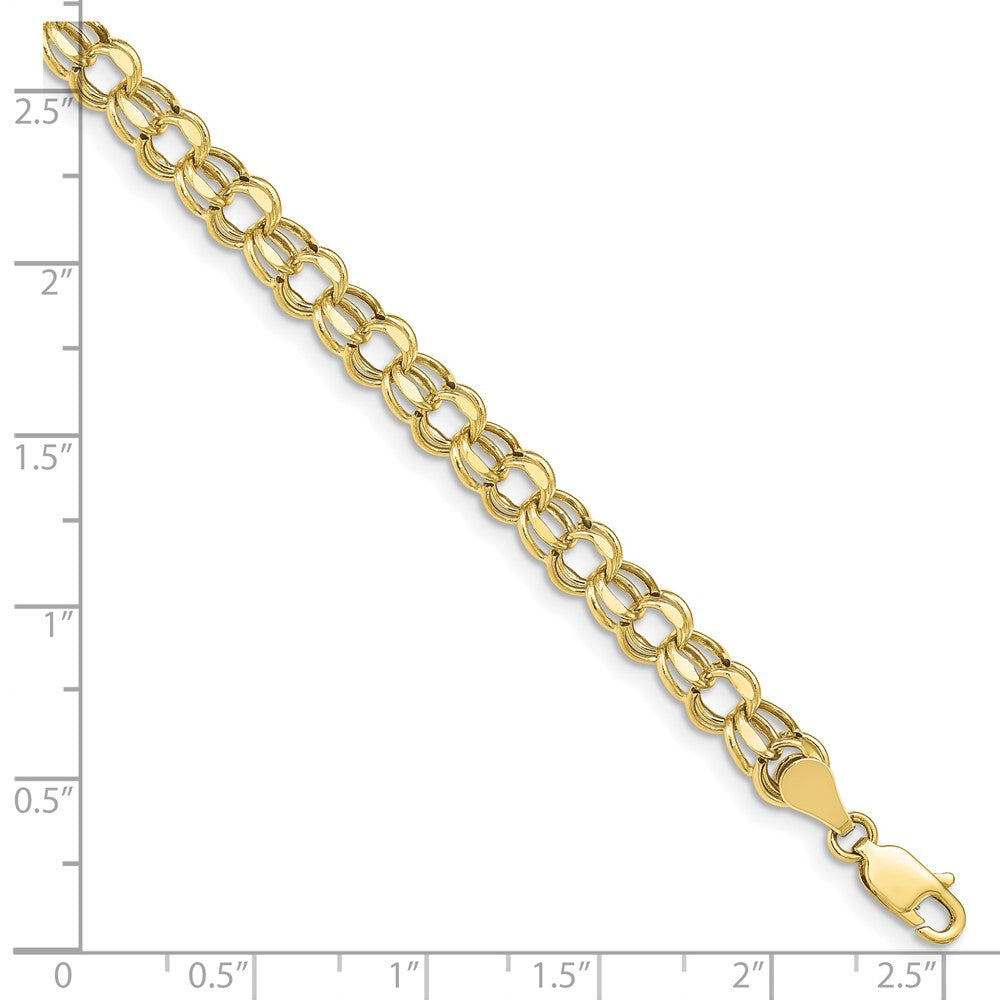 10k 5.5mm Hollow Diamond-cut Double Link Charm Bracelet