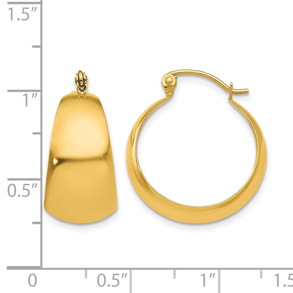 10k Polished 10.5mm Tapered Hoop Earrings