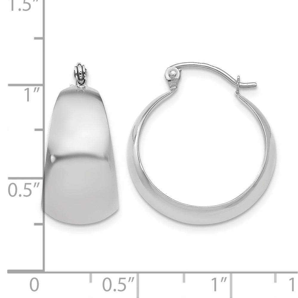 10k White Gold Polished 10.5mm Tapered Hoop Earrings