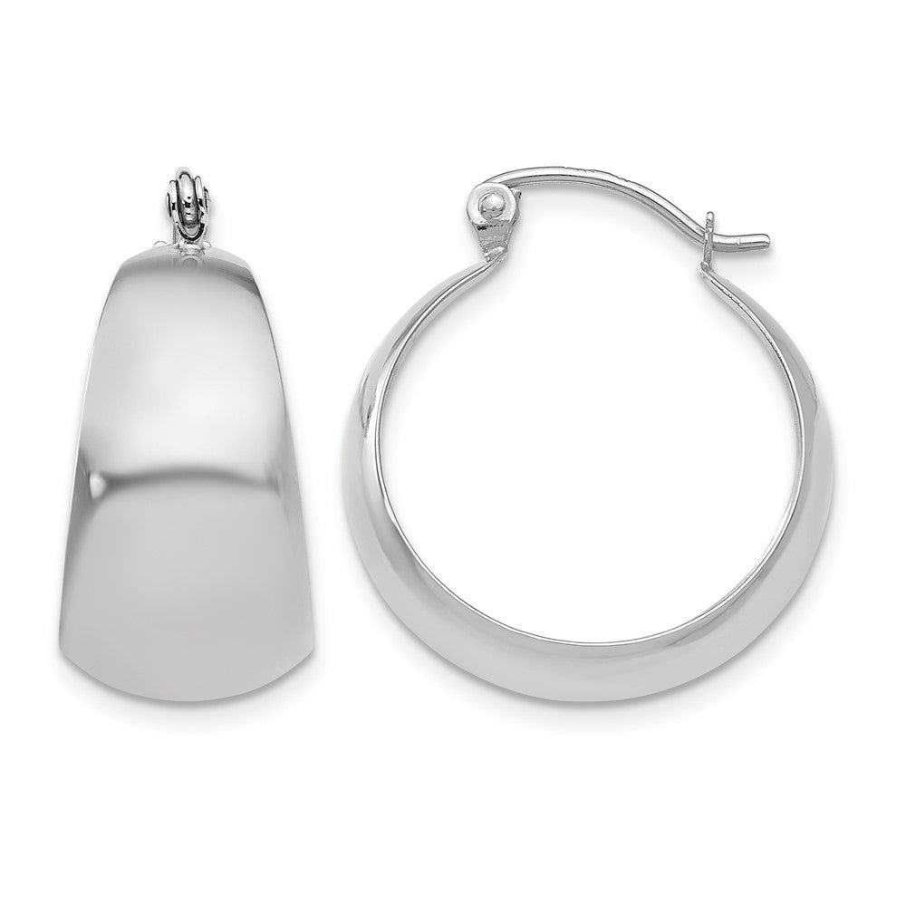 10k White Gold Polished 10.5mm Tapered Hoop Earrings