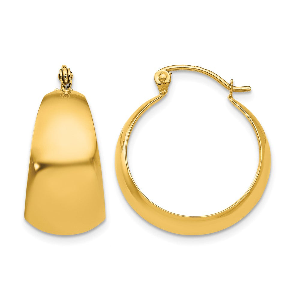 10k Polished 10.5mm Tapered Hoop Earrings