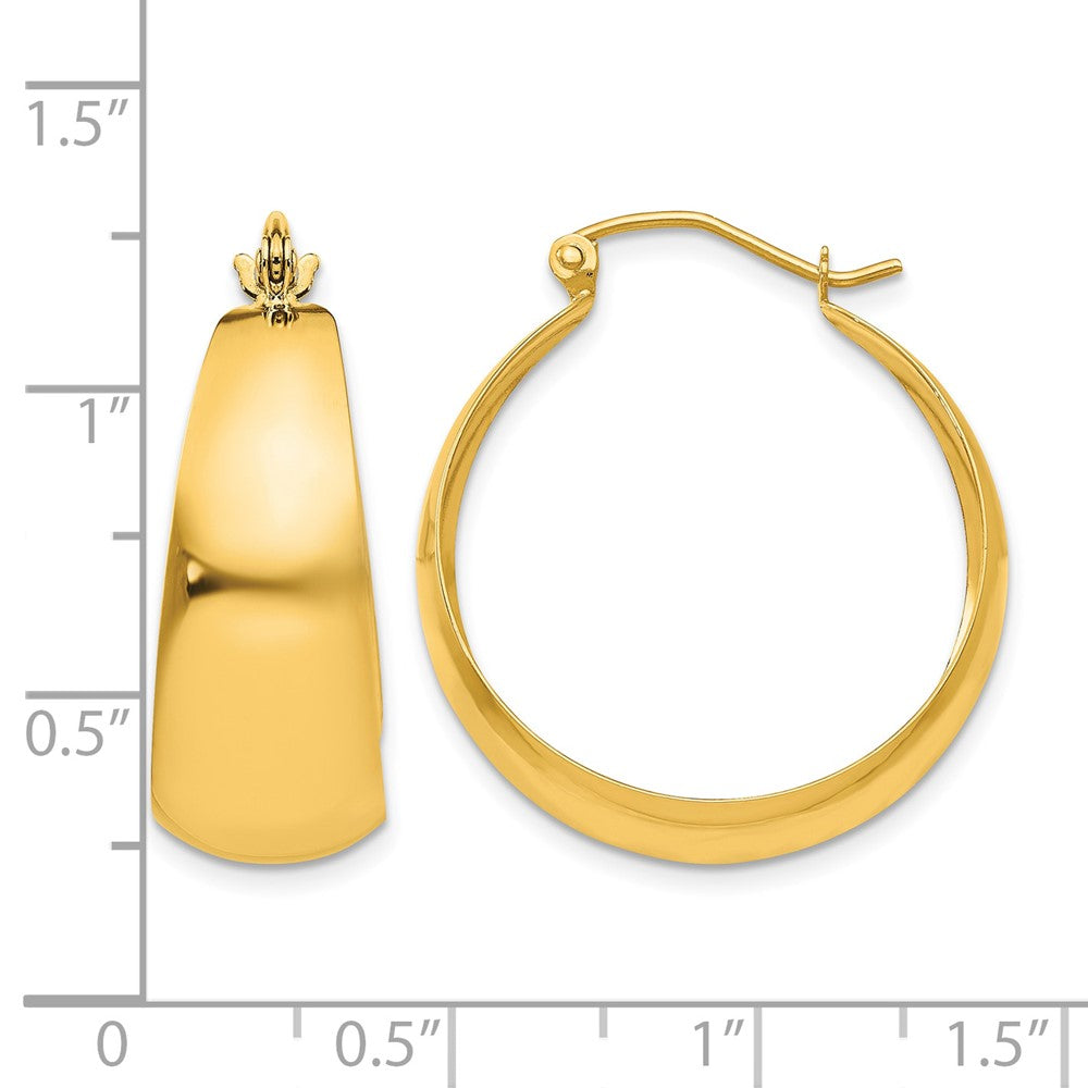 10k Polished 10.5mm Tapered Hoop Earrings