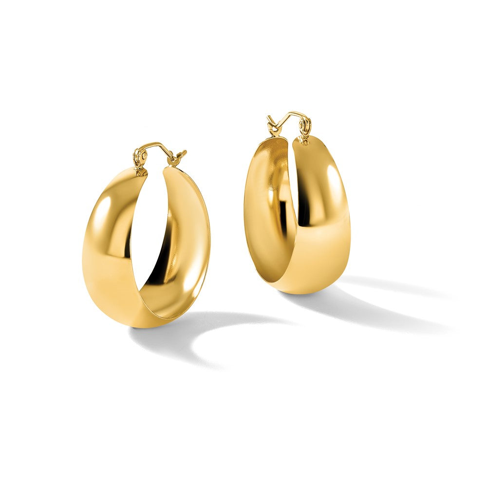10k Polished 10.5mm Tapered Hoop Earrings