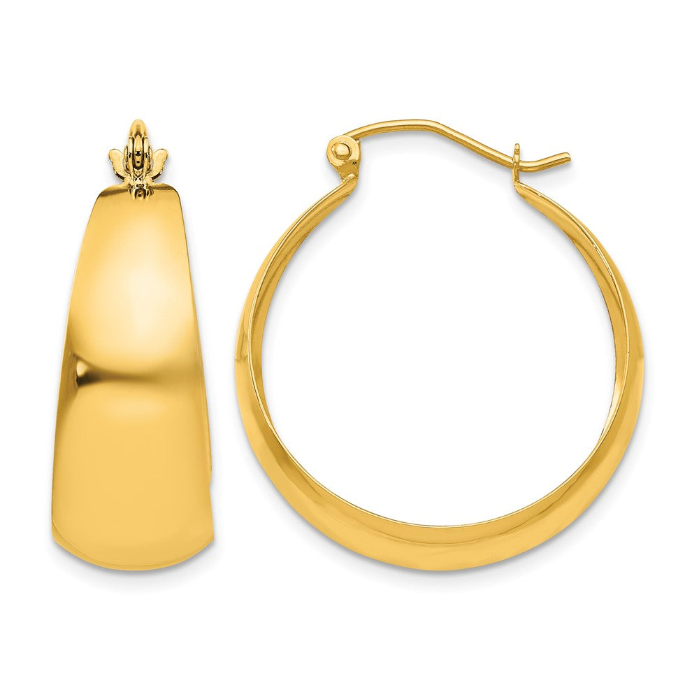 10k Polished 10.5mm Tapered Hoop Earrings