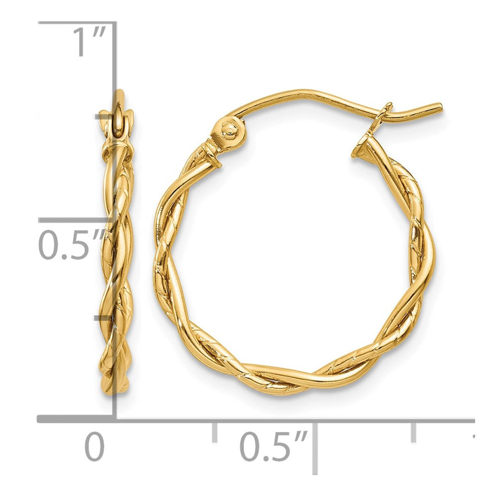 10k Polished 2.25mm Twisted Hoop Earrings
