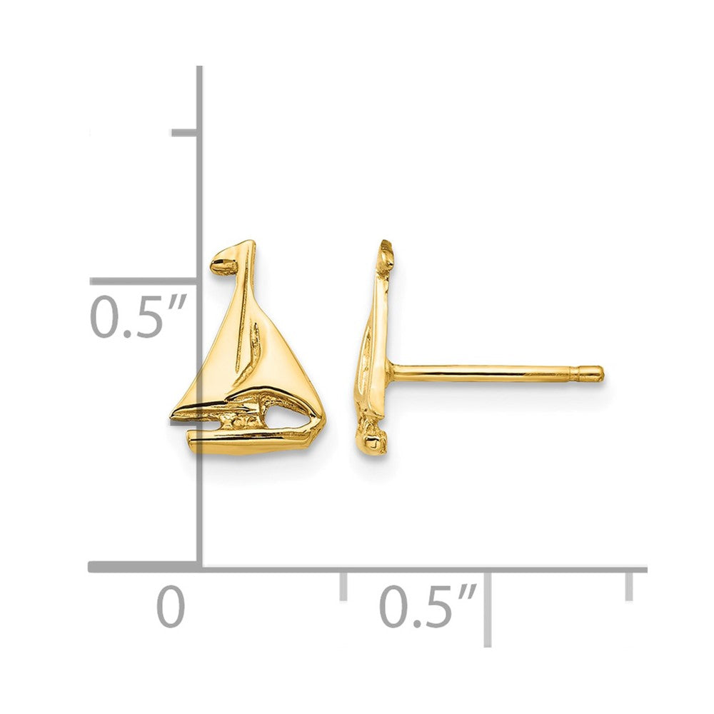 10k Sail Boat Earrings