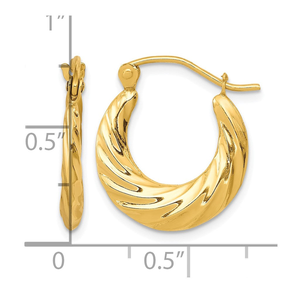 10k Fancy Small Hoop Earrings