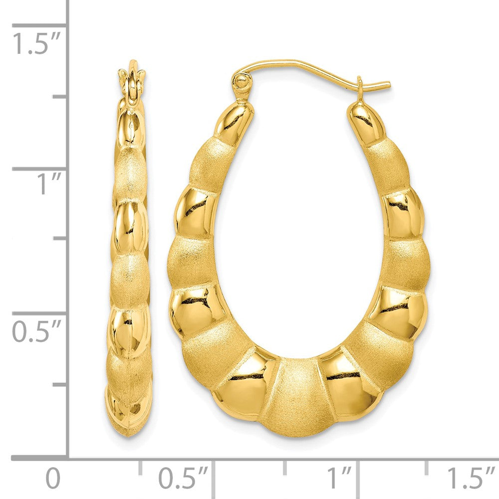 10k Satin and Polished Hollow Fancy Earrings