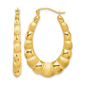 10k Satin and Polished Hollow Fancy Earrings