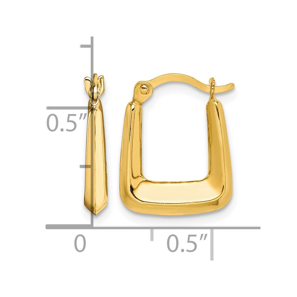 10K Hollow Squared Hollow Hoop Earrings