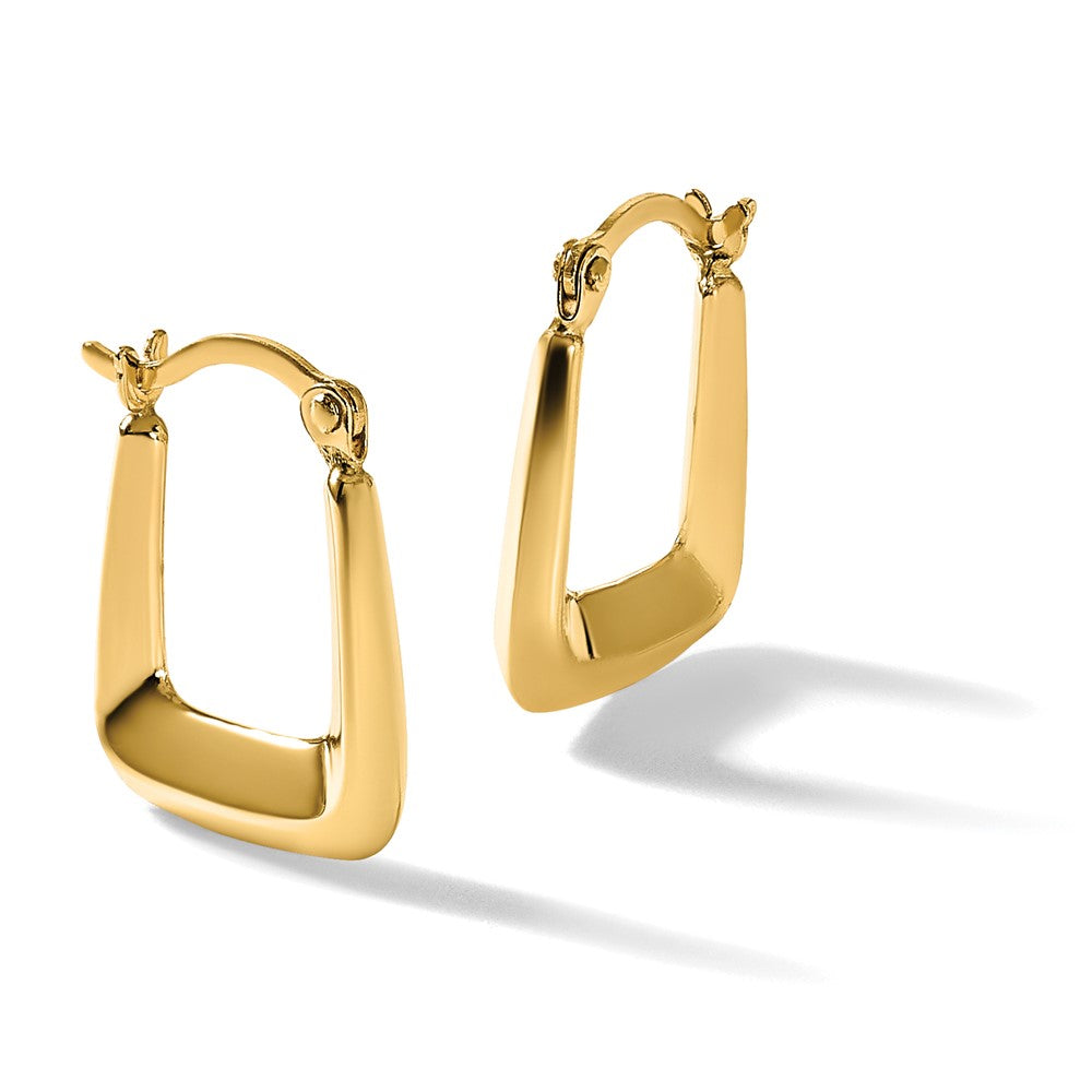 10K Hollow Squared Hollow Hoop Earrings
