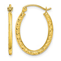 10K Textured Hollow Oval Hoop Earrings