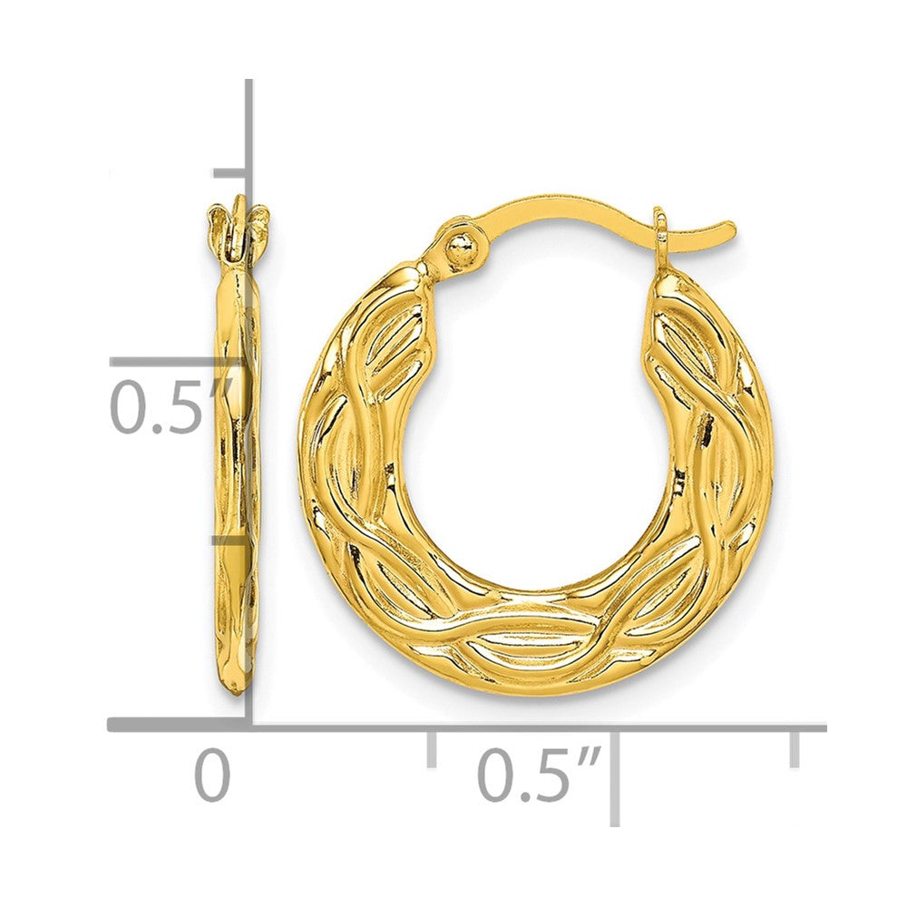 10k Patterned Hollow Hoop Earrings