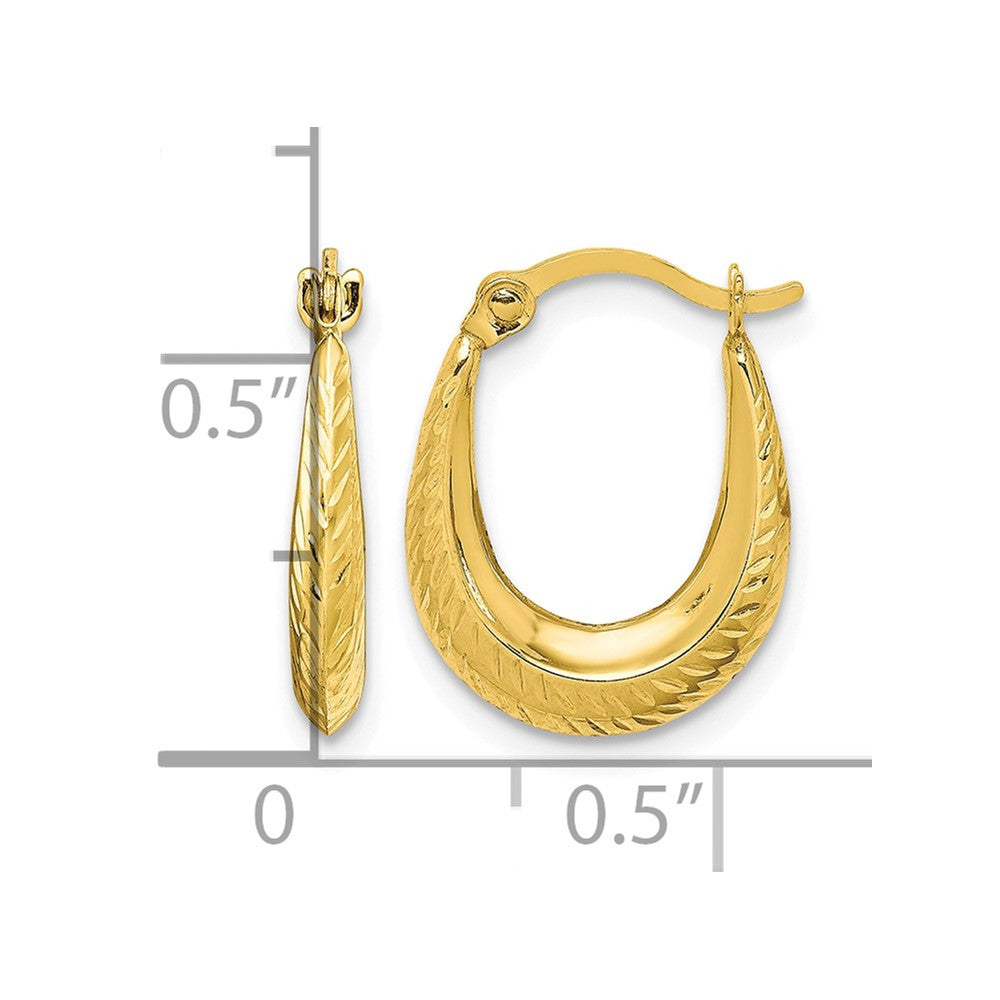 10K Textured Hollow Hoop Earrings
