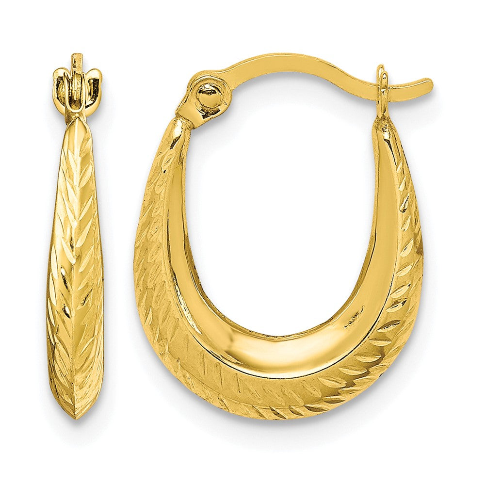 10K Textured Hollow Hoop Earrings
