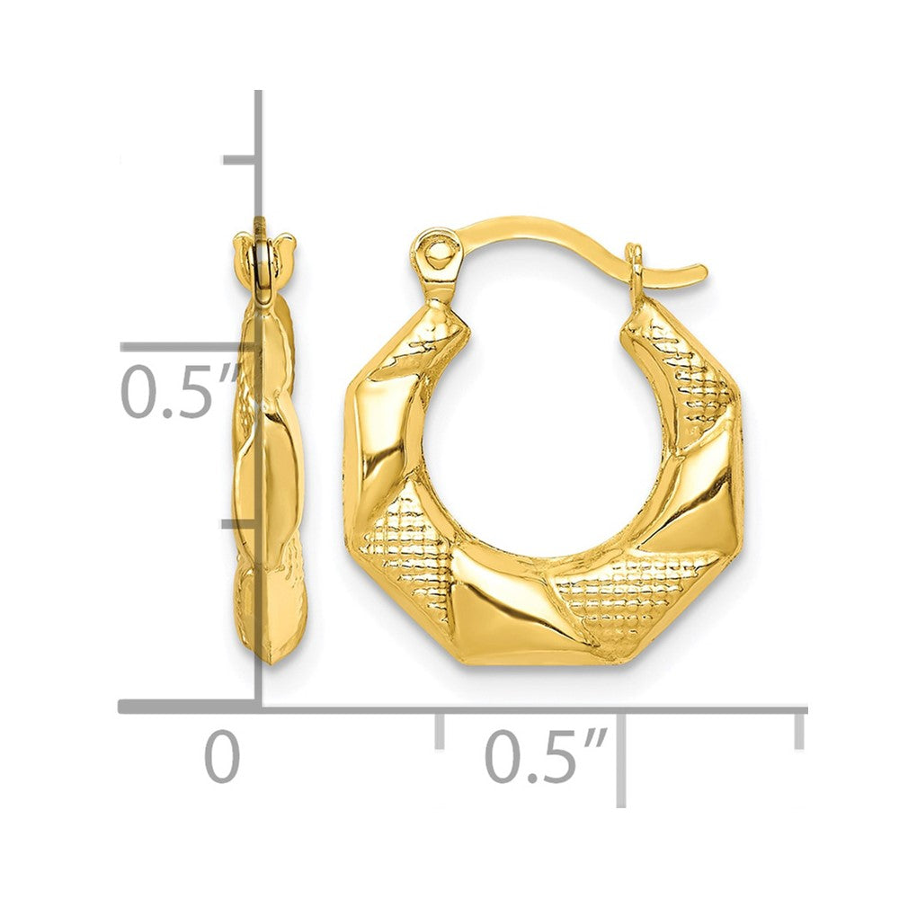 10k Scalloped Textured Hollow Hoop Earrings