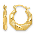 10k Scalloped Textured Hollow Hoop Earrings