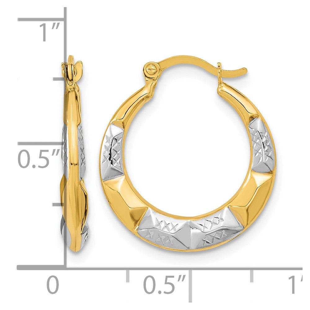 10K and Rhodium Hollow Hoop Earrings