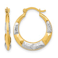 10K and Rhodium Hollow Hoop Earrings