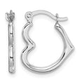 10K White Gold Hollow Heart Shaped Hoop Earrings